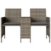 vidaXL Canapé de jardin 2 places avec table et tabourets gris rotin