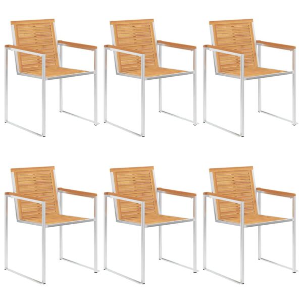 vidaXL Chaises de jardin lot de 6 avec coussins Bois de teck massif