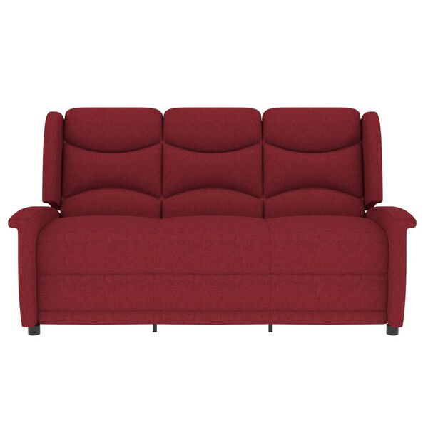 vidaXL Fauteuil de massage inclinable à 3 places rouge bordeaux tissu