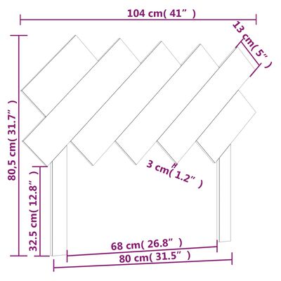 vidaXL Tête de lit Noir 104x3x80,5 cm Bois massif de pin