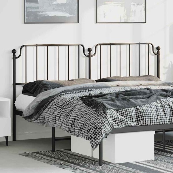 vidaXL T&ecirc;te de lit de remplacement m&eacute;tal noir 193 cm