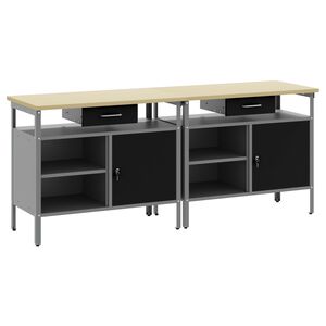 vidaXL Ensemble d'&eacute;tabli 2 pcs Noir et gris 200 x 55 x 85 cm
