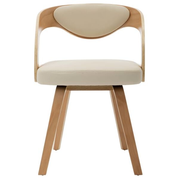 vidaXL Chaises &agrave; manger lot de 6 cr&egrave;me bois courb&eacute; et similicuir
