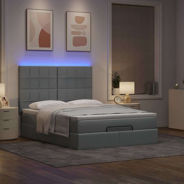 VidaXL Cadre de lit ottoman et matelas gris clair 140x200 cm tissu