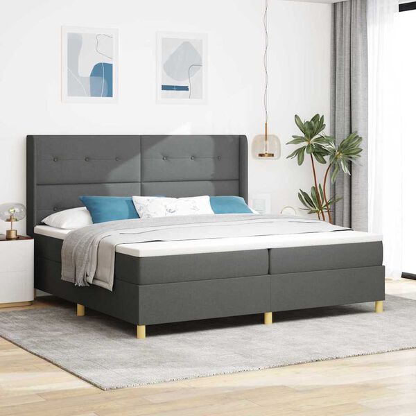 vidaXL Lit &agrave; ressorts avec matelas Gris 140 x 200 cm tissu