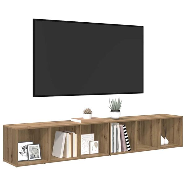 vidaXL Ensemble meuble TV 2 pcs Ch&ecirc;ne artisanal 37 x 35 x 107cm