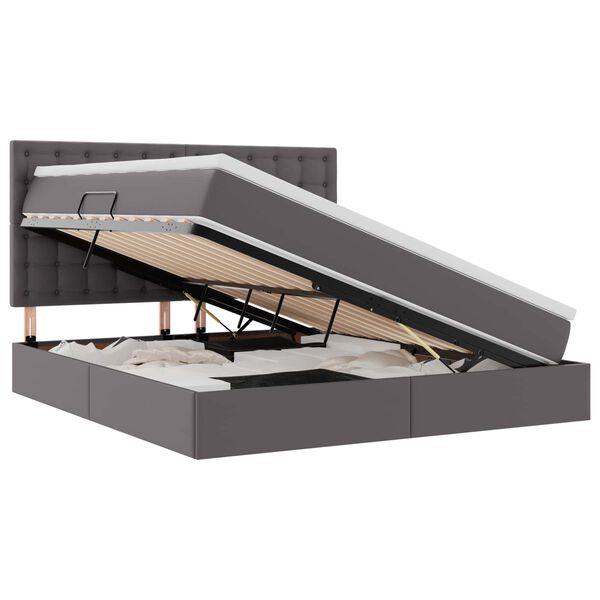 vidaXL Lit de Rangement Gris 160 x 200 cm Cuir synth&eacute;tique
