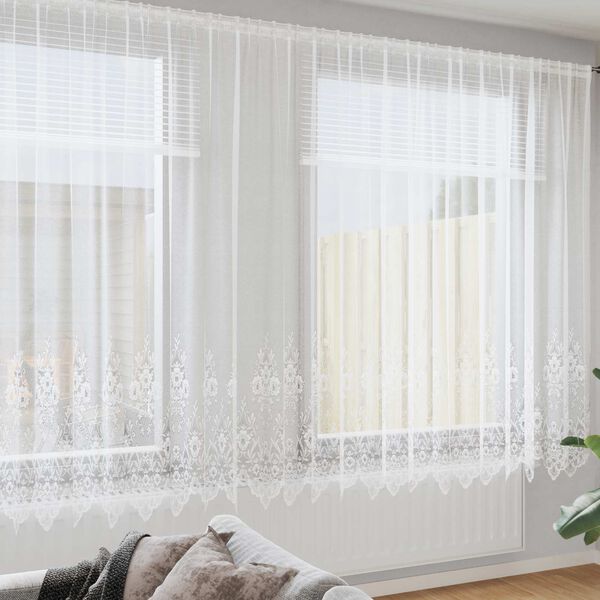 vidaXL Rideau en Dentelle Floral Blanc 245 x 400 cm Polyester
