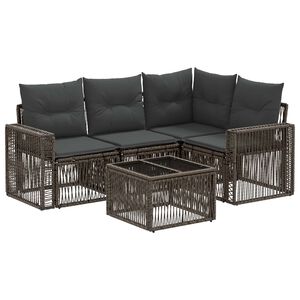 vidaXL Ensemble de canap&eacute; de jardin 5 pc Gris et Gris fonc&eacute; polyrotin