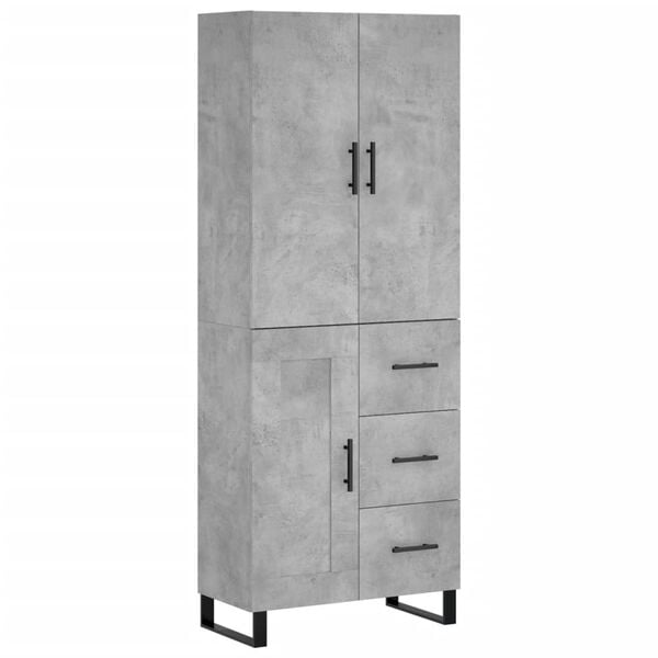 vidaXL Buffet haut Gris béton 69,5x34x180 cm Bois d'ingénierie
