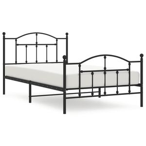 vidaXL Cadre de lit m&eacute;tal sans matelas avec pied de lit noir 107x203cm