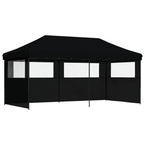vidaXL Tente de r&eacute;ception pliable escamotable 3 parois lat&eacute;rales noir