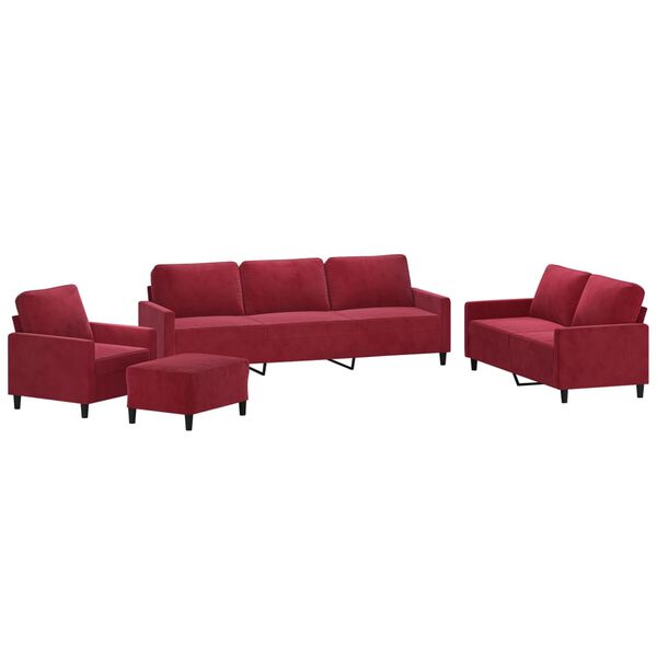 vidaXL Ensemble de canap&eacute;s 4 pcs avec coussins Rouge bordeaux Velours