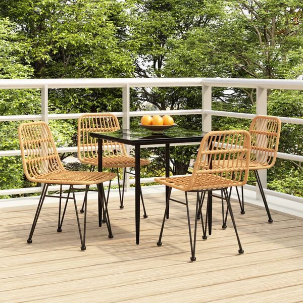 vidaXL Ensemble &agrave; manger de jardin 5pcs R&eacute;sine tress&eacute;e