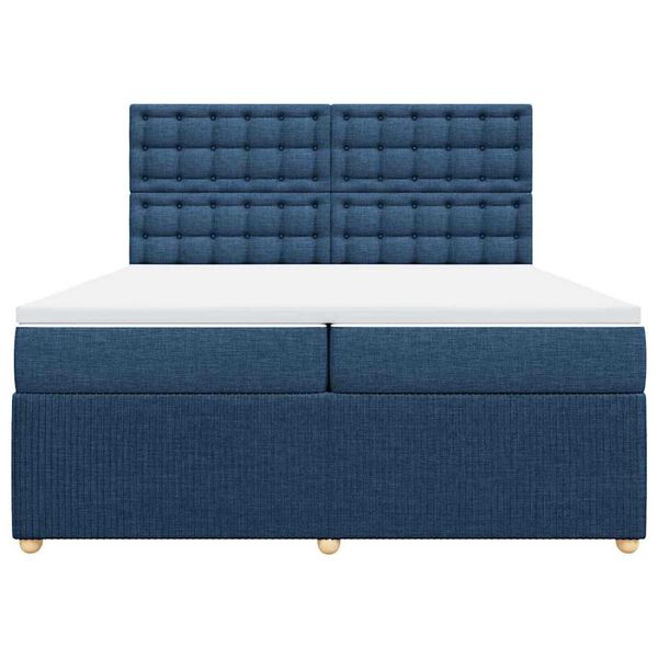 vidaXL Sommier &agrave; lattes de lit avec matelas Bleu 200x200 cm Tissu