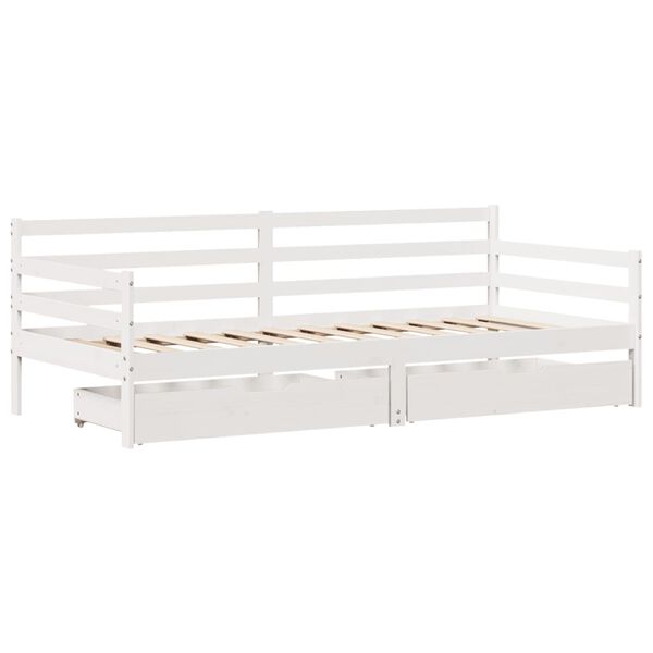 vidaXL Lit de jour et tiroirs sans matelas blanc 90x200 cm bois massif