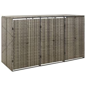 vidaXL Abri pour poubelle triple Gris 207x80x117 cm R&eacute;sine tress&eacute;e
