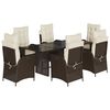 vidaXL Ensemble &agrave; manger de jardin et coussins 7 pcs marron rotin