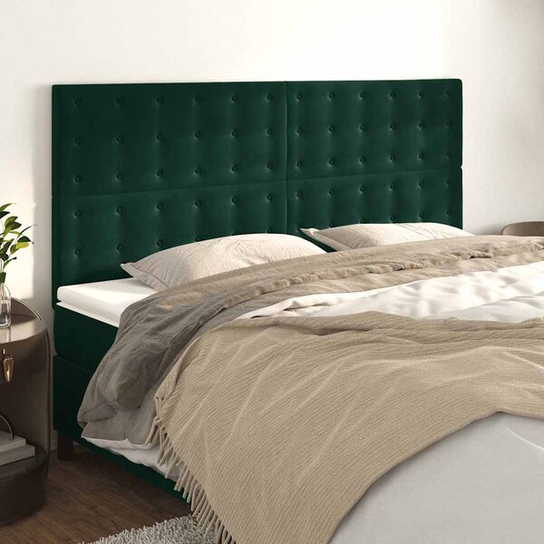 vidaXL T&ecirc;te de lit Vert fonc&eacute; 200x5x118/128 cm Velours