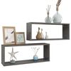 vidaXL &Eacute;tag&egrave;res murales cube 2 pcs Gris brillant Bois d&rsquo;ing&eacute;nierie