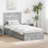vidaXL Cadre de lit Gris B&eacute;ton et Argent 70 x 190 cm Bois d'ing&eacute;nierie
