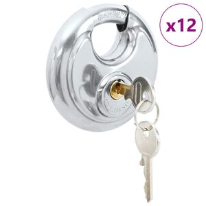 vidaXL Serrures Discus avec Cl&eacute;s 12 pcs Argent 9 x 2.8 x 9 cm
