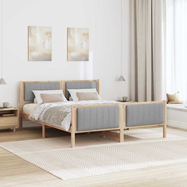 vidaXL Cadre de lit avec t&ecirc;te de lit Marron et gris clair 150 x 200 cm