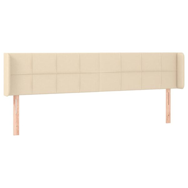 vidaXL T&ecirc;te de lit avec oreilles Cr&egrave;me 183x16x78/88 cm Tissu