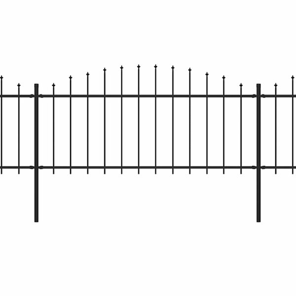 vidaXL Cl&ocirc;ture de jardin avec dessus en forme de lance en acier 1426 x 75 cm Noir
