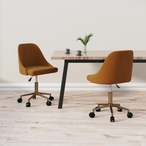 vidaXL Chaises pivotantes &agrave; manger lot de 2 marron velours