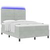 vidaXL Lit &agrave; ressort LED avec matelas Gris clair 160 x 200 cm tissu