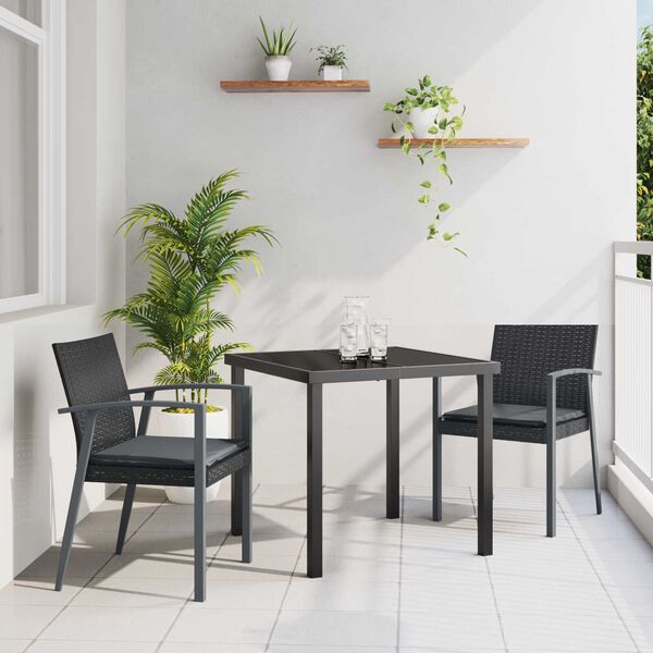 vidaXL Ensemble de salle &agrave; manger pour jardin 3 pcs Noir et gris