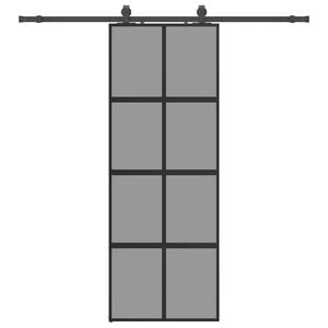 vidaXL Porte coulissante kit quincaillerie noir 76x205 cm verre tremp&eacute;