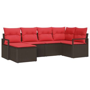 vidaXL Ensemble de Canap&eacute;s 6 pc Marron et rouge polyrotin