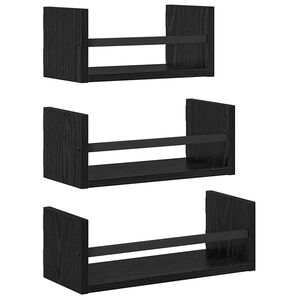 vidaXL Ensemble d'&eacute;tag&egrave;res murales 3 pc Ch&ecirc;ne noir 40x16x14cm