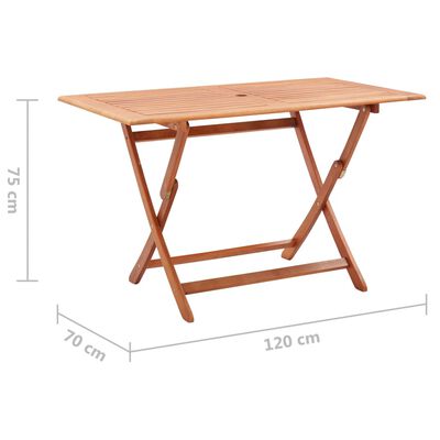vidaXL Table pliable de jardin 120x70x75 cm Bois d'eucalyptus solide