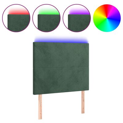 vidaXL Tête de lit à LED Vert foncé 100x5x118/128 cm Velours