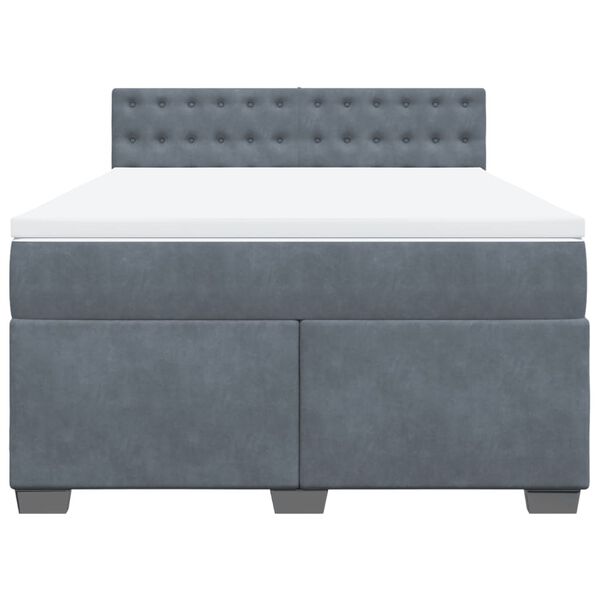 vidaXL Sommier &agrave; lattes de lit et matelas Gris fonc&eacute; 140x200cm Velours