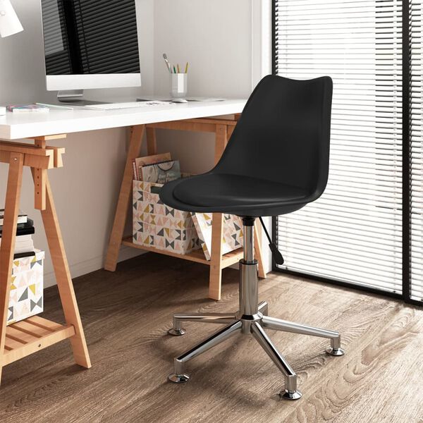 vidaXL Chaise pivotante de salle &agrave; manger Noir Similicuir