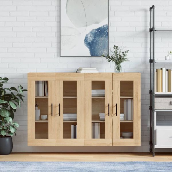 vidaXL Armoires murales 2 pcs ch&ecirc;ne sonoma bois d'ing&eacute;nierie