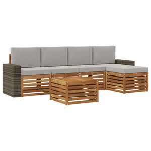 vidaXL Ensemble de canap&eacute;s d'ext&eacute;rieur 6 pc Naturel et gris clair