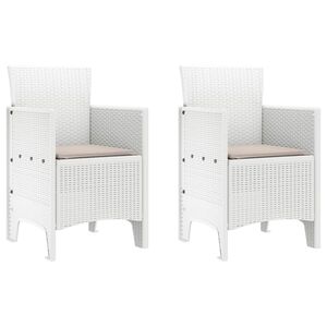 vidaXL Chaise de jardin 2 pc Blanc Polypropyl&egrave;ne