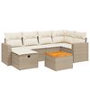 vidaXL Salon de jardin avec coussins 7 pcs beige r&eacute;sine tress&eacute;e
