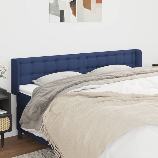 vidaXL T&ecirc;te de lit avec oreilles Bleu 163x16x78/88 cm Tissu
