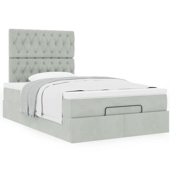 vidaXL Cadre de lit ottoman avec matelas gris clair 120x190 cm velours