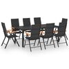 vidaXL Ensemble &agrave; manger de jardin 9 pcs noir et marron
