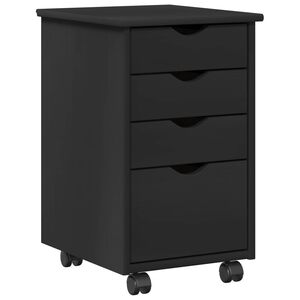 vidaXL Cabinet roulant Noir 34 x 39 x 56 cm Bois de Pin Massif
