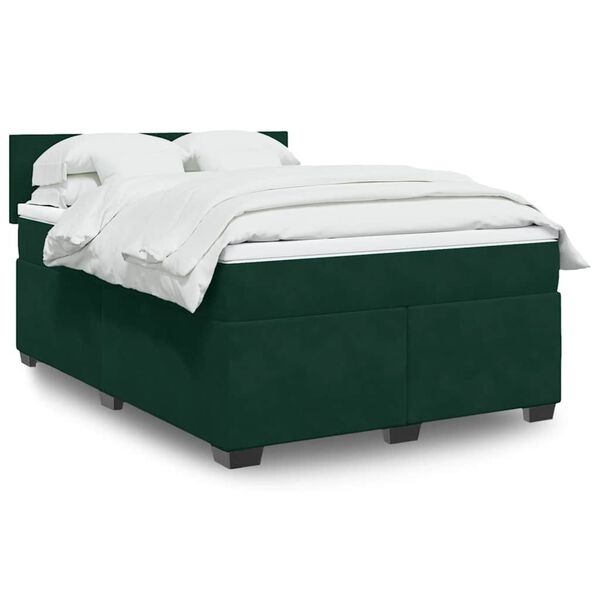 vidaXL Sommier &agrave; lattes de lit et matelas Vert fonc&eacute; 160x200cm Velours