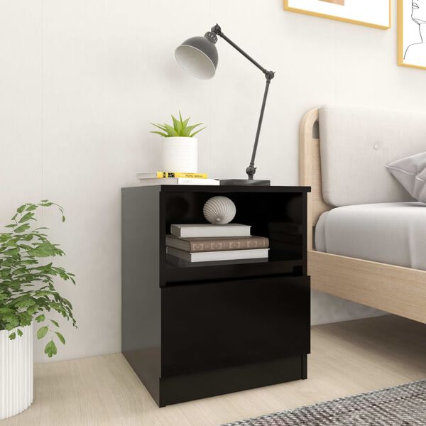 vidaXL Tables de chevet 2 pcs Noir 40x40x50 cm Agglom&eacute;r&eacute;
