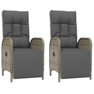 vidaXL Chaises inclinables d'ext&eacute;rieur et coussins lot de 2 Poly rotin